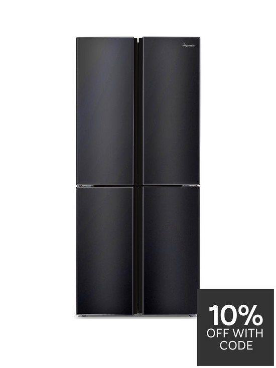 front image of fridgemaster-mq79394ffb-total-no-frost-american-fridge-freezer-black
