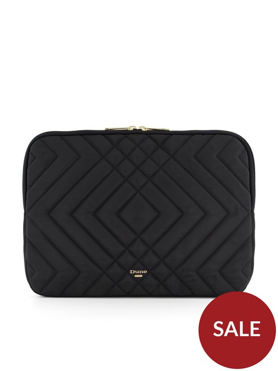 front image of dune-london-solution-recycled-nylon-laptop-case-black