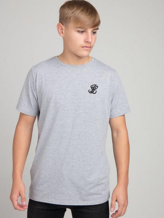 front image of illusive-london-boys-core-straight-t-shirt-grey-marl