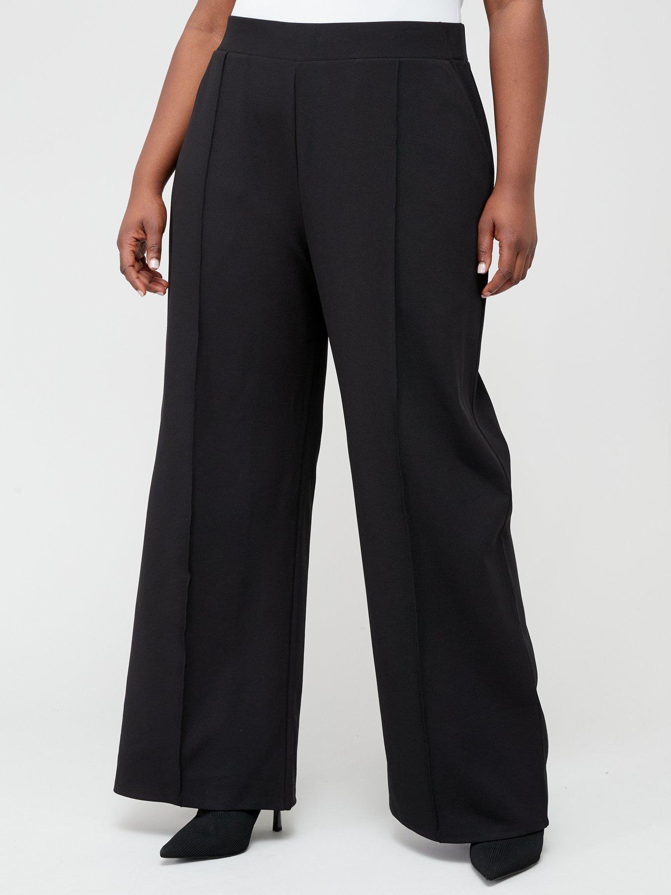 V by Very Curve Wide Leg Stretch Trouser - Black