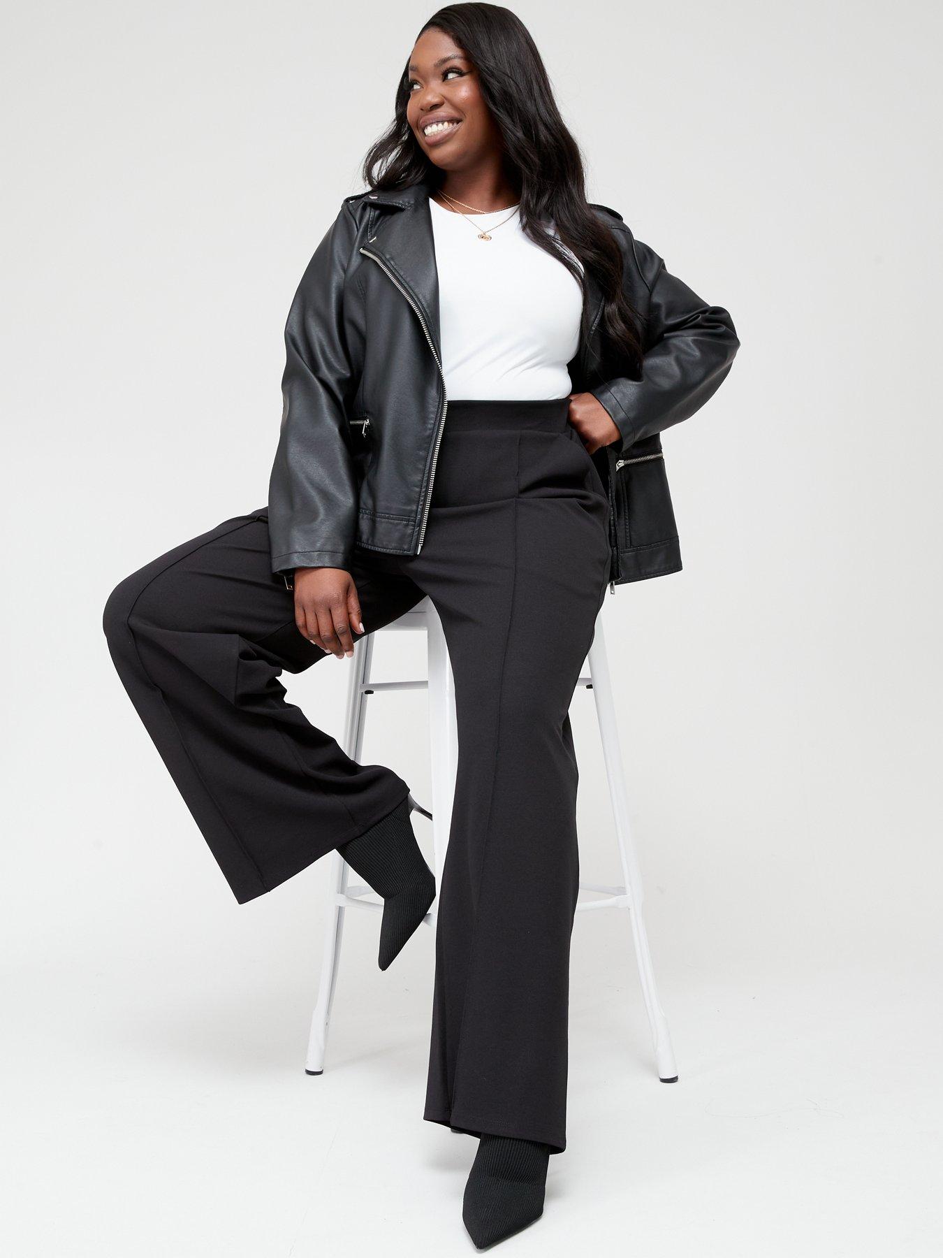 Image 4 of 4 of The Very Collection Womens Curve Wide Leg Stretch Trousers - Black
