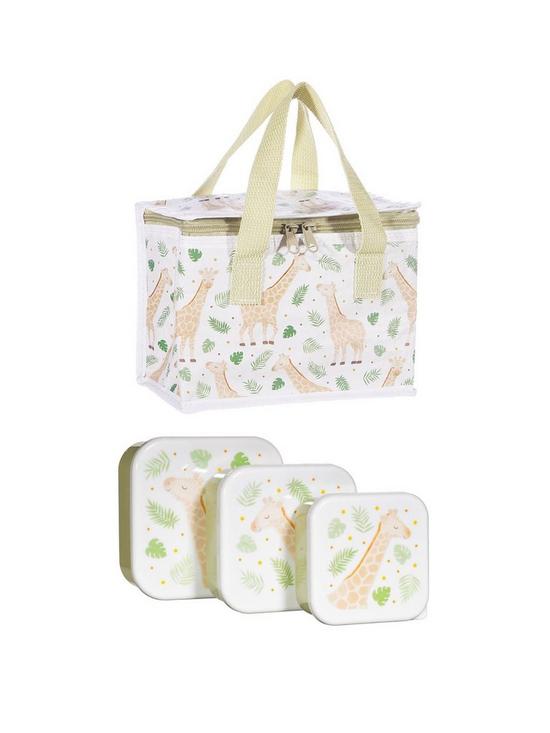 front image of sass-belle-gigi-giraffe-lunch-bag-and-set-of-3nbsplunch-boxes
