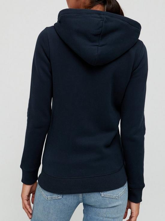 stillFront image of superdry-embroidered-vintage-logo-zip-through-hoodie-navy