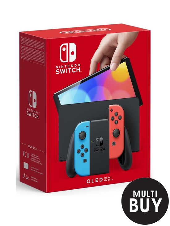 front image of nintendo-switch-oled-consolenbsp--neon-blueneon-red