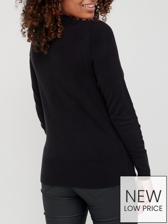 stillFront image of v-by-very-knitted-crew-neck-super-soft-jumper-black