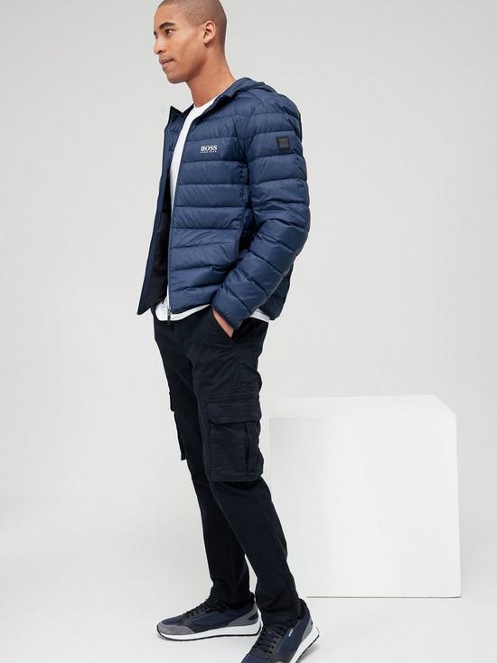 front image of boss-eugen-hooded-padded-jacket-navy