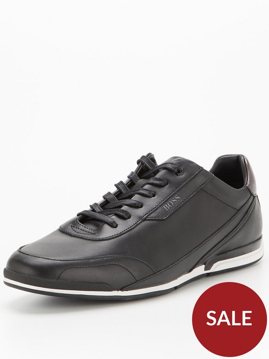 stillFront image of boss-saturn-leather-low-profile-trainers-black
