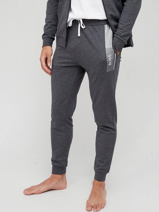 front image of boss-authentic-lounge-pants-medium-grey