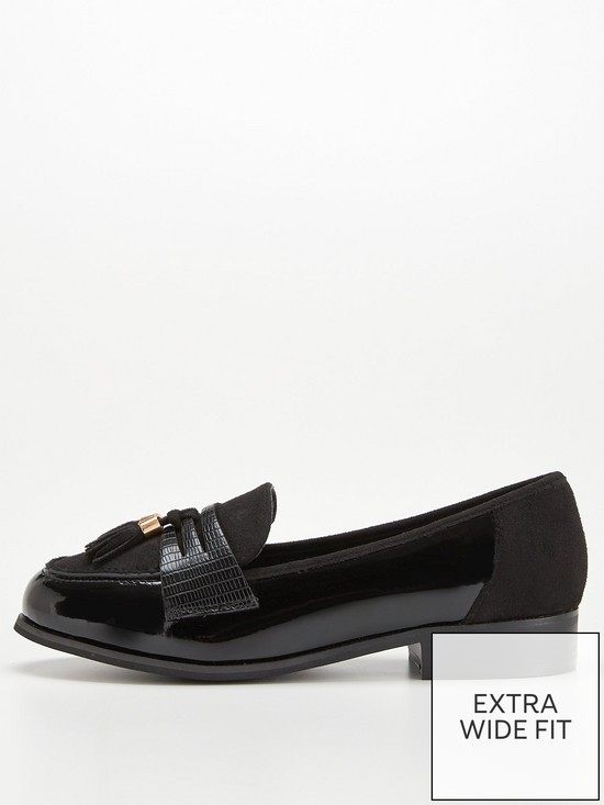 front image of v-by-very-extra-wide-fit-tassel-loafers-black
