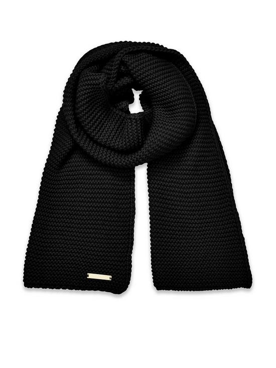 front image of katie-loxton-chunky-knit-scarf-black