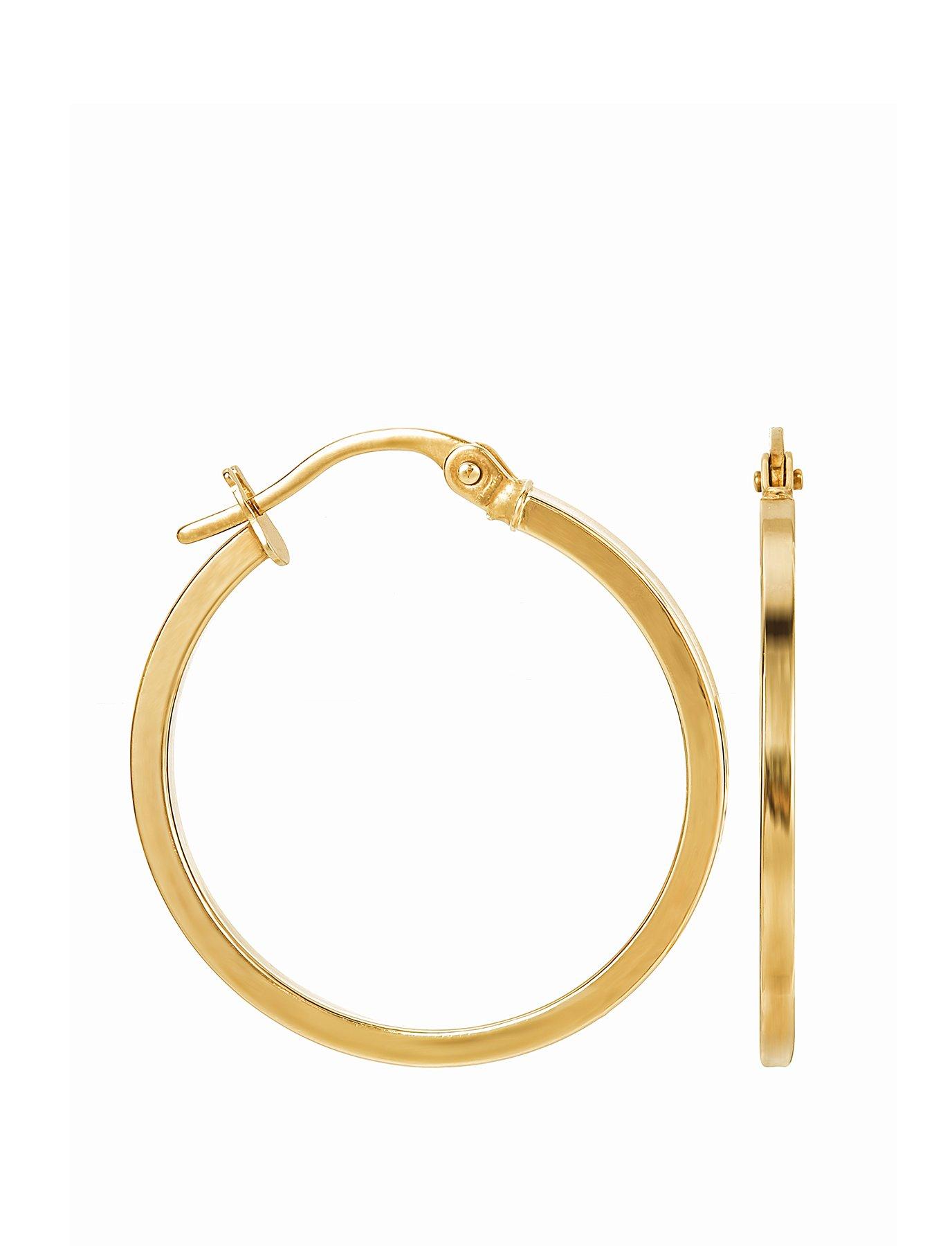 Image 1 of 4 of The Love Collection 9ct Yellow Gold Plain Square Tube Hoop Earrings - 22mm