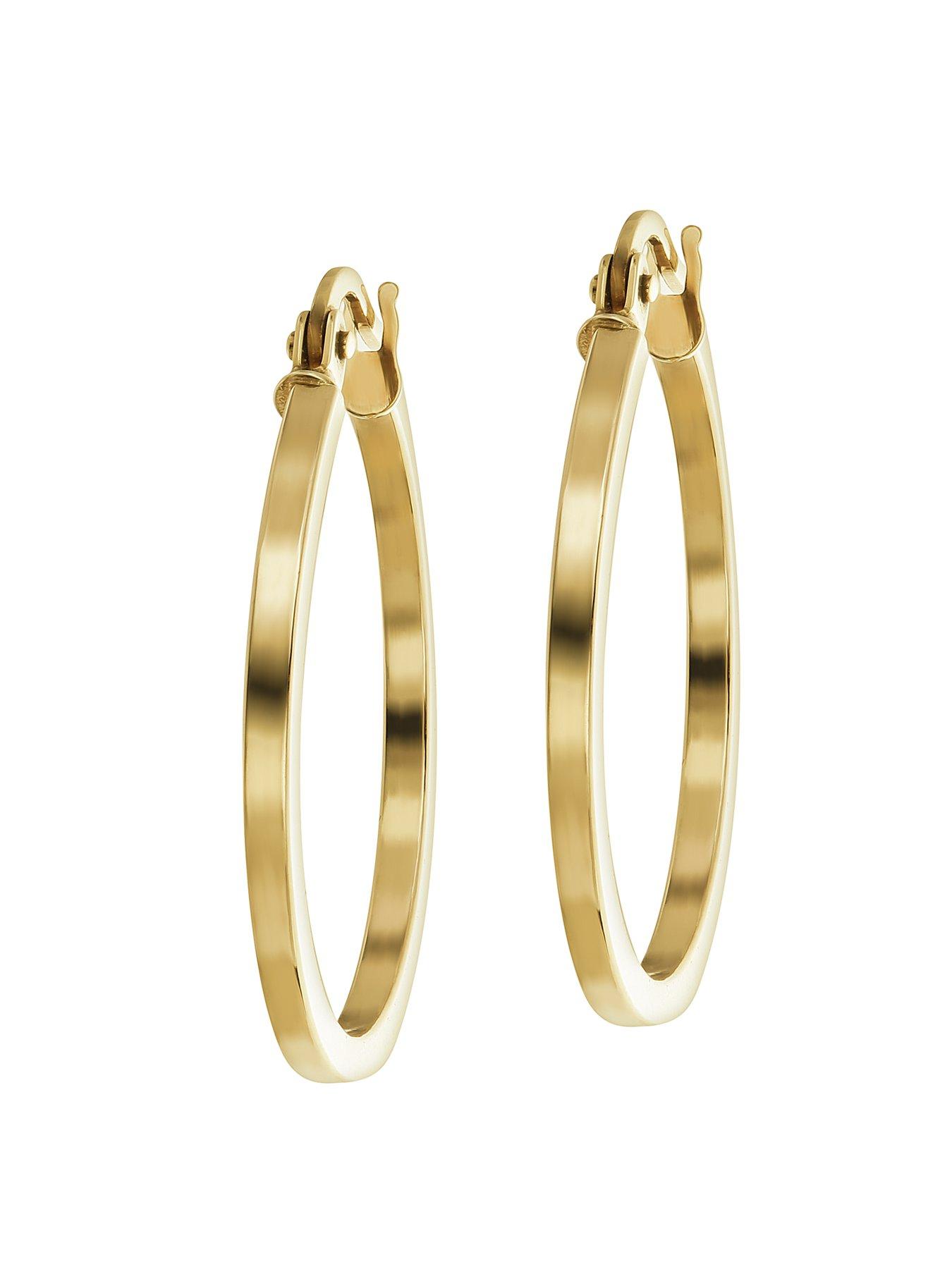 Image 3 of 4 of The Love Collection 9ct Yellow Gold Plain Square Tube Hoop Earrings - 22mm