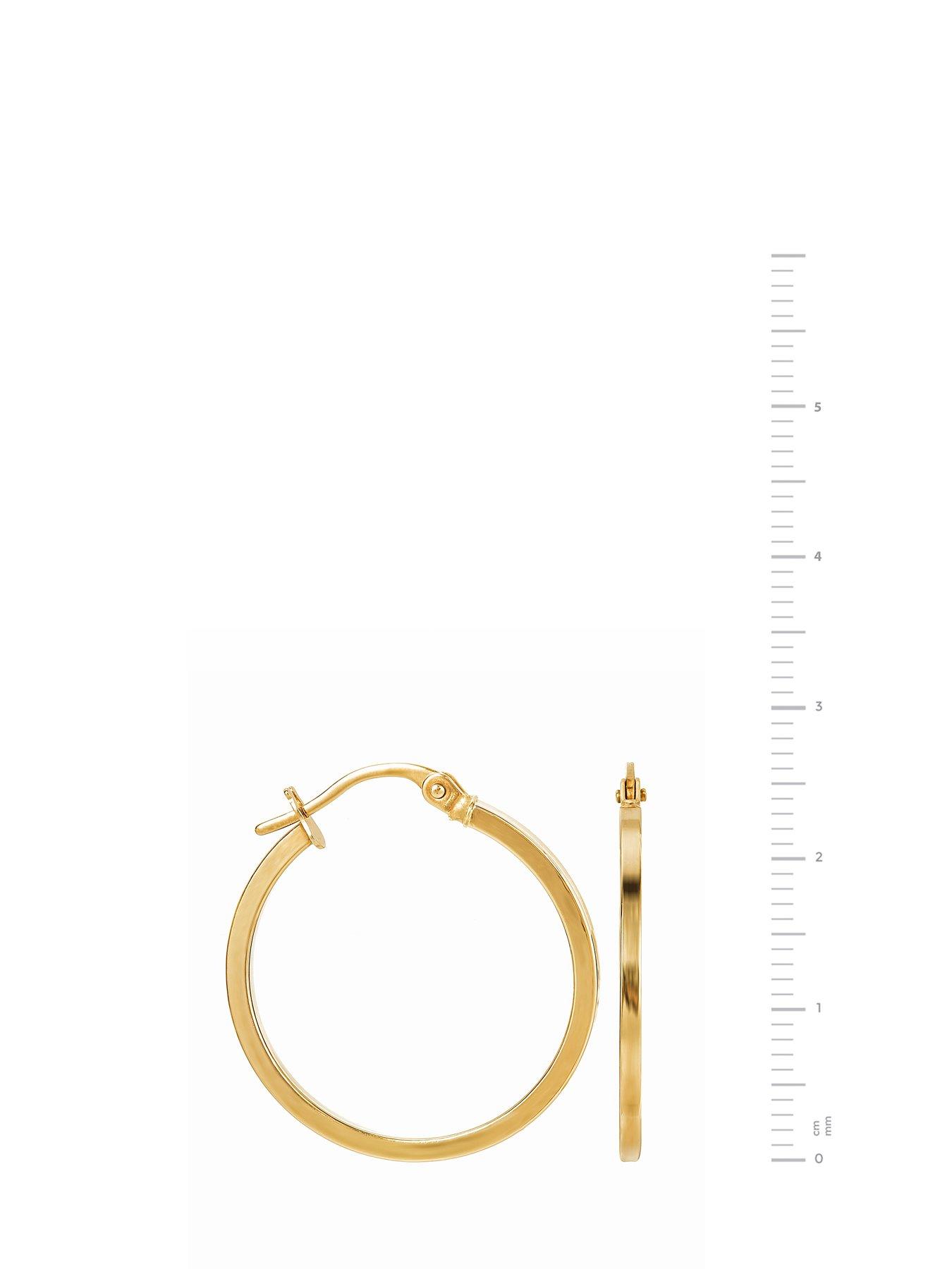 Image 4 of 4 of The Love Collection 9ct Yellow Gold Plain Square Tube Hoop Earrings - 22mm