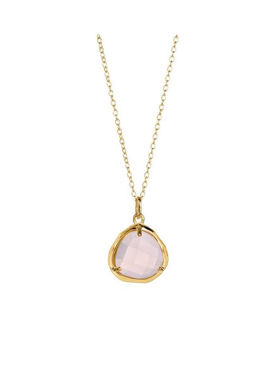 front image of love-gem-gold-plated-silver-rose-quartz-crystal-pendant-18-inch-chain