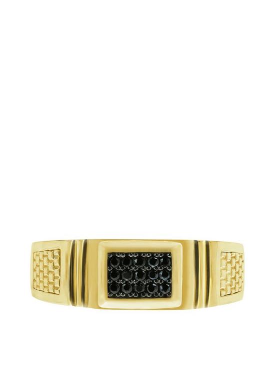 stillFront image of love-gold-mens-9ct-yellow-gold-black-cubic-zirconia-square-signet-ring