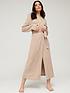  image of v-by-very-rib-lightweight-dressing-gown-oatmeal
