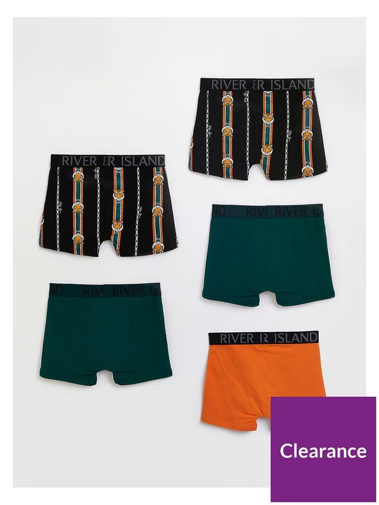 back image of river-island-boys-5-pack-tiger-boxers-green