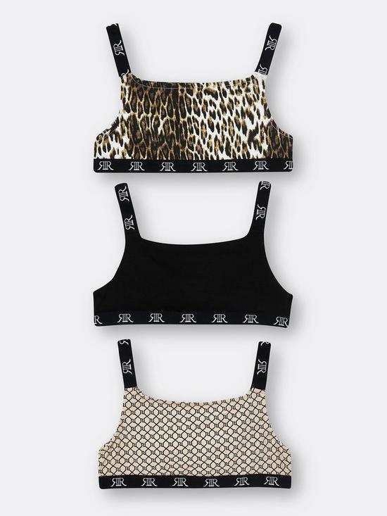 front image of river-island-girls-3-pack-leopard-crop-tops--nbspbrown