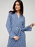  image of v-by-very-animal-print-rib-lightweight-dressing-gown-navy