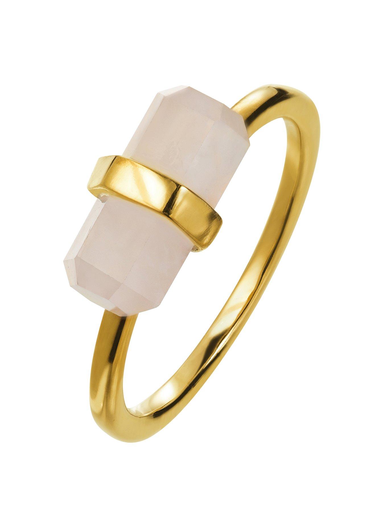 the-love-collection-gold-plated-silver-rose-quartz-crystal-ring