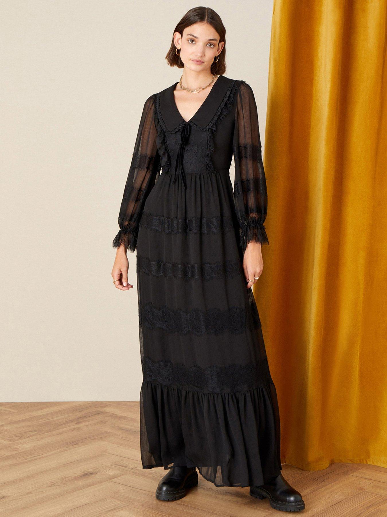 black maxi dress with sleeves