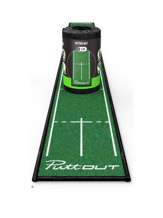front image of puttout-slim-putting-mat-green-240cm-x-25cm