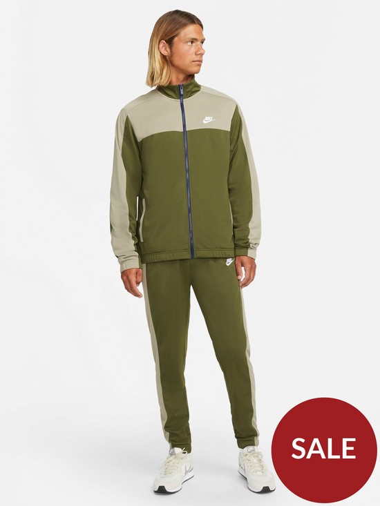 front image of nike-nswnbspcontrast-polyknit-tracksuit--green