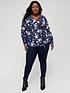  image of v-by-very-curve-long-sleeve-wrap-detail-blouse-navyfloral