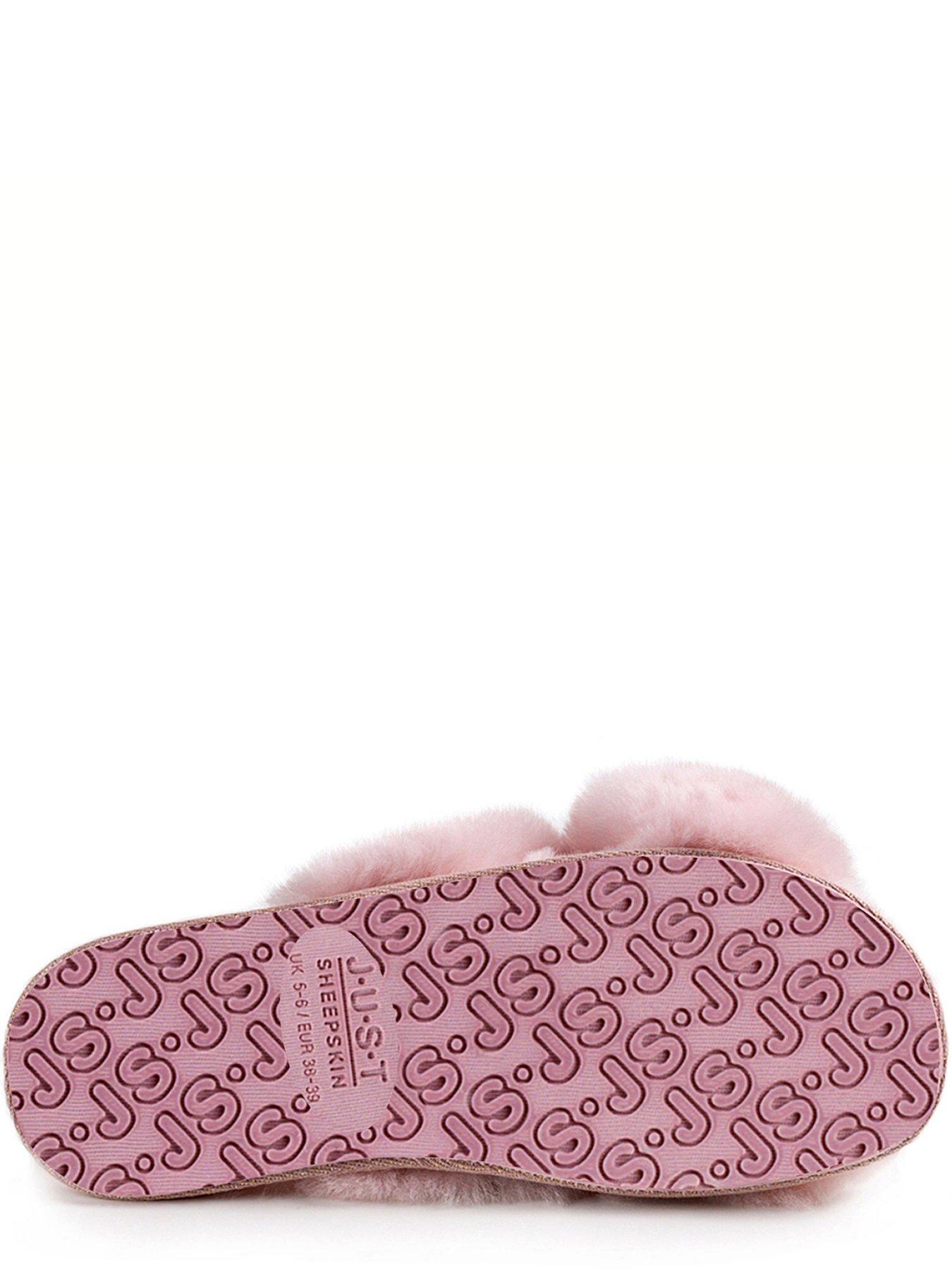  image of just-sheepskin-daisy-open-toe-cross-over-sheepskin-slider-slipper-rose
