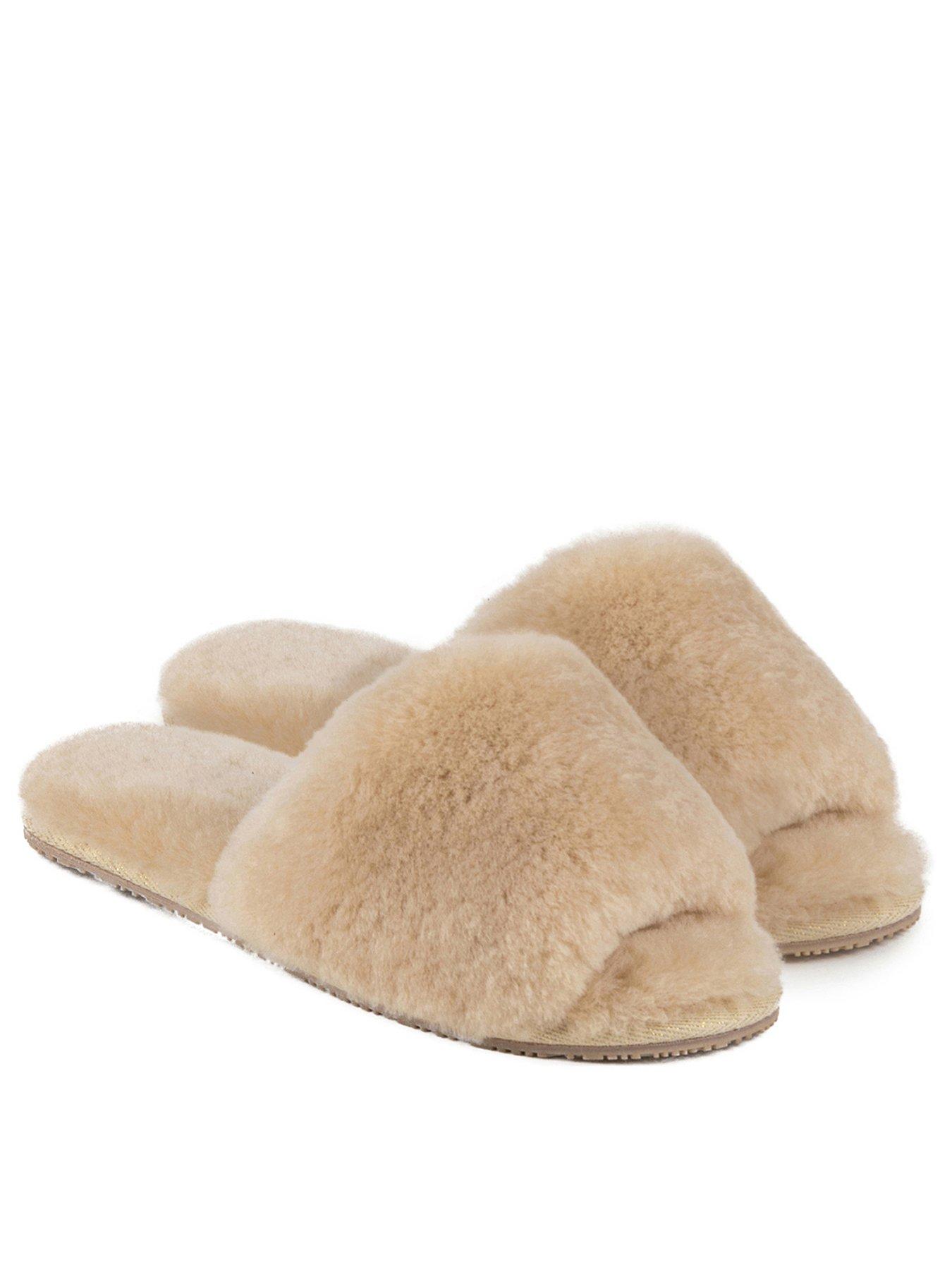 undefined Lily Open Toe Sheepskin Slider Slipper - Caramel