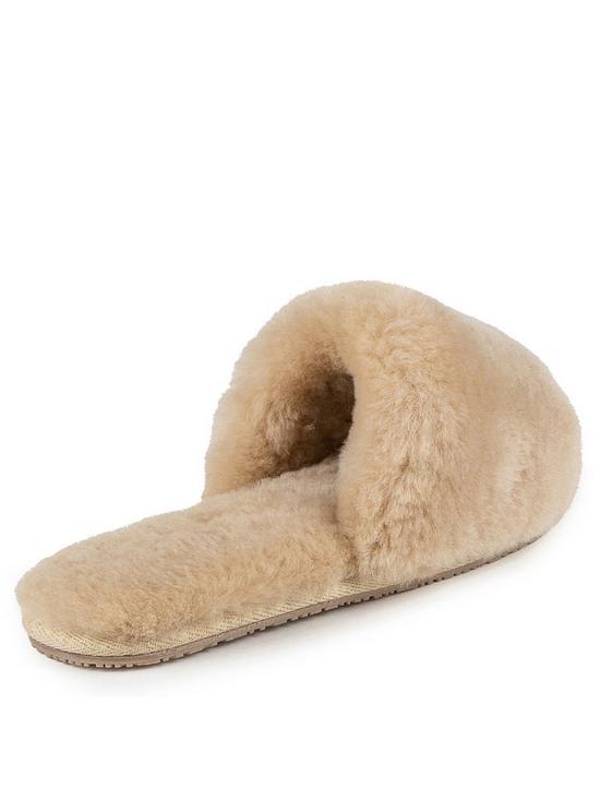 stillFront image of just-sheepskin-lily-open-toe-sheepskin-slider-slipper-caramel