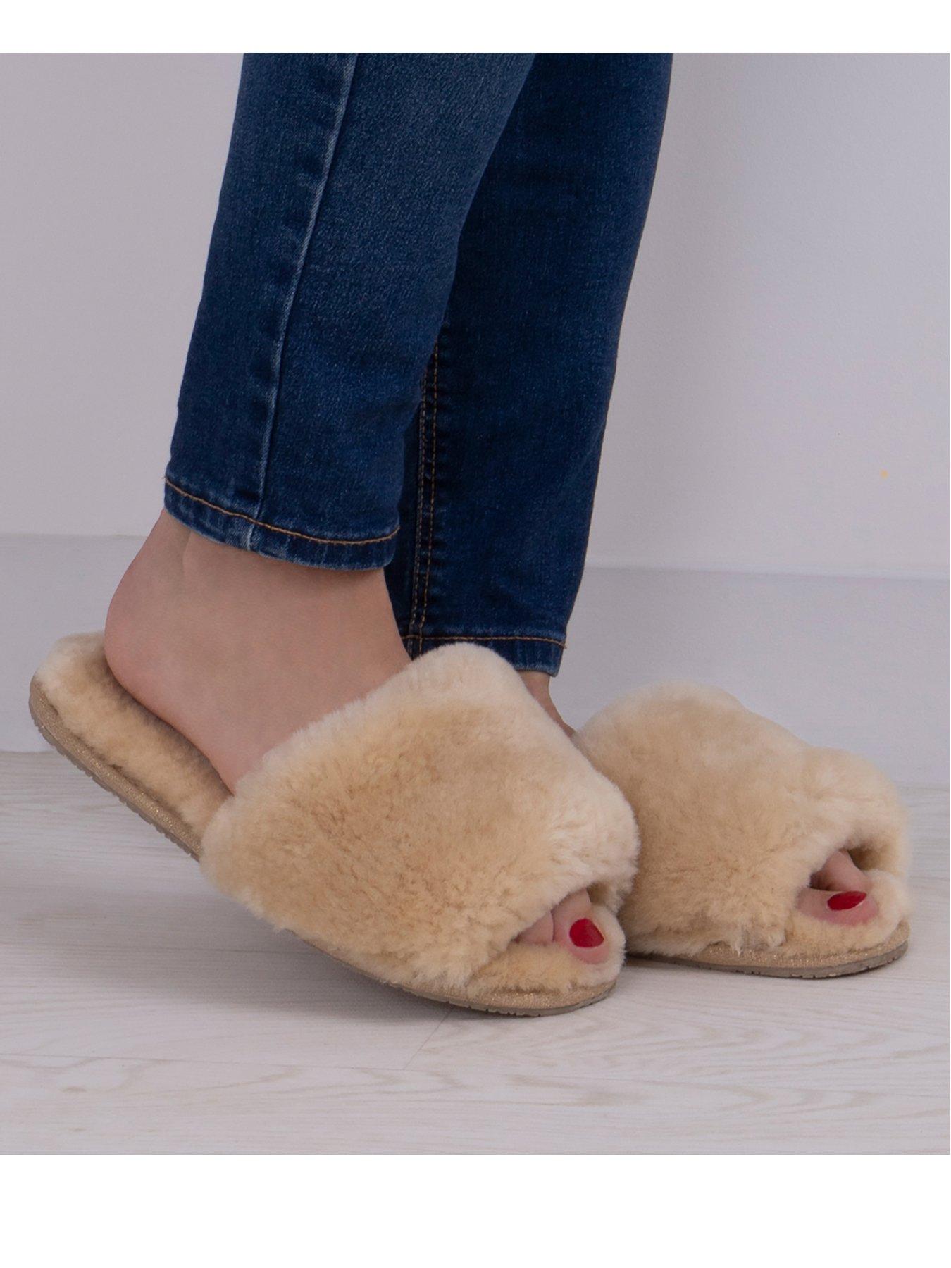Image 5 of 5 of Just Sheepskin Lily Open Toe Sheepskin Slider Slipper - Caramel