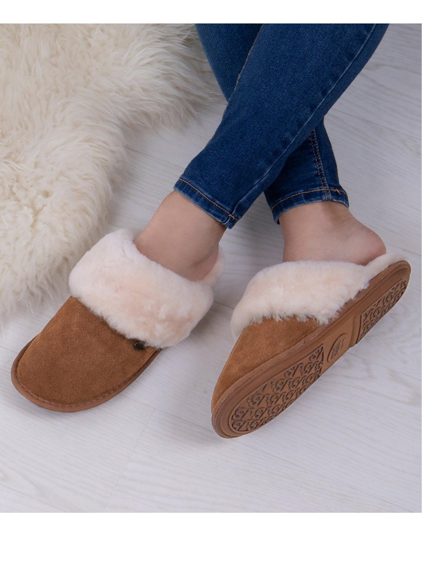  image of just-sheepskin-duchess-soft-cuff-sheepskin-mule-chestnut