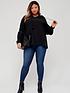  image of v-by-very-curve-button-detail-volume-sleeve-blouse-black