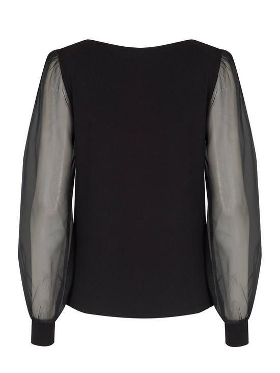 stillFront image of pour-moi-jersey-organza-puff-sleeve-top-black