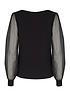  image of pour-moi-jersey-organza-puff-sleeve-top-black