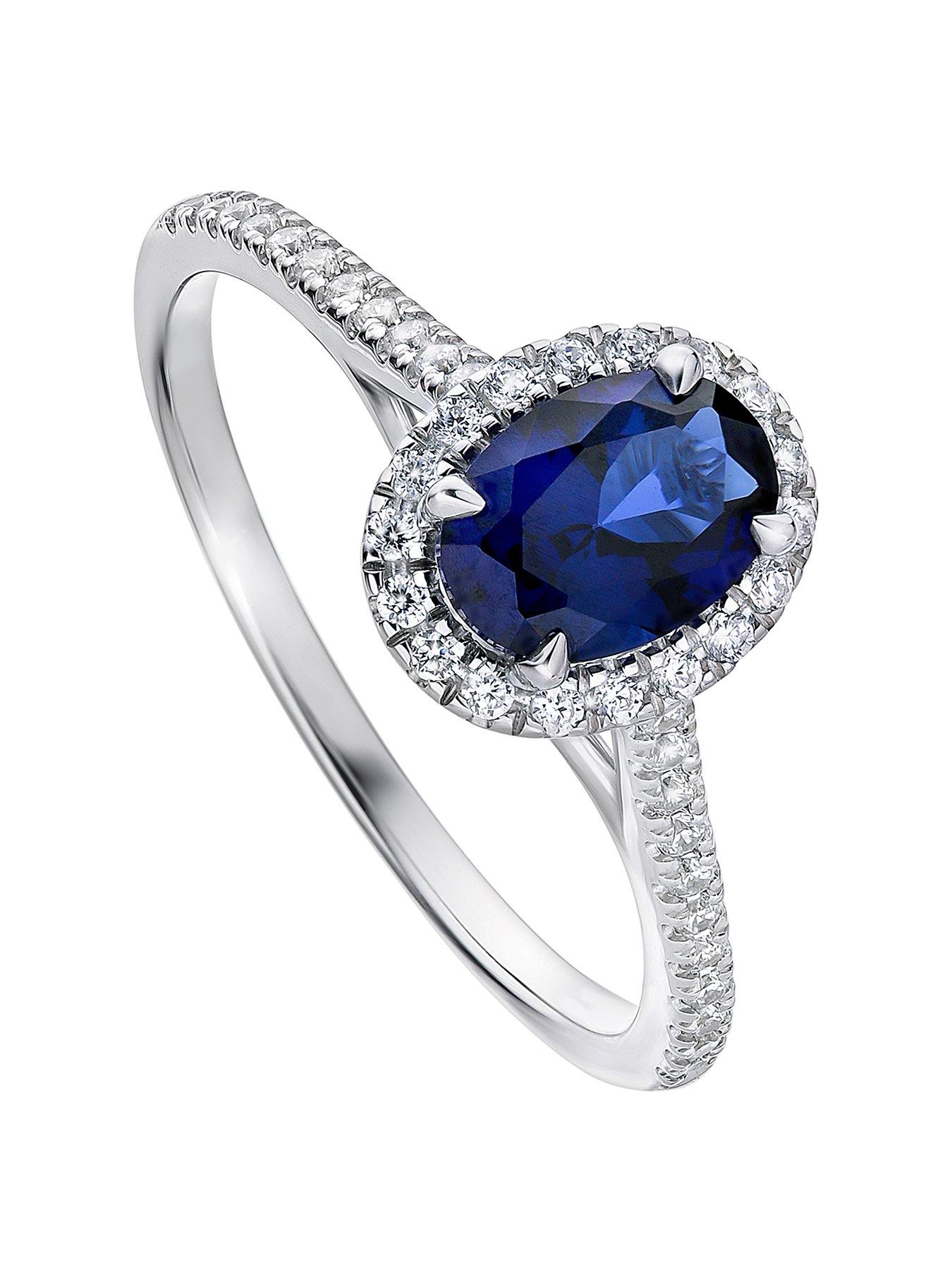 undefined Rosalind Created Brilliance 9ct White Gold Created Sapphire and 0.20ct Lab Grown Diamond Ring