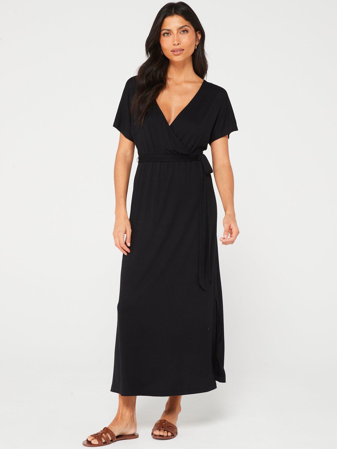  image of everyday-jersey-wrap-beachnbspmidi-dress-black