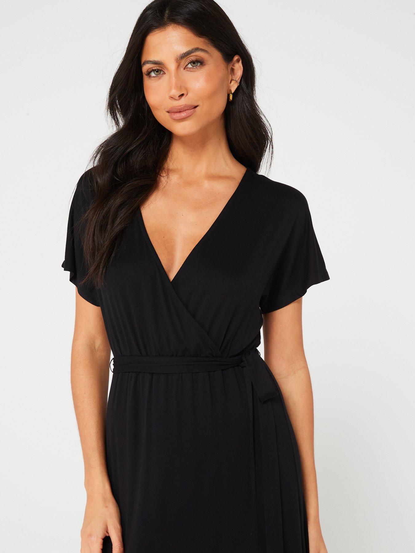 image of everyday-jersey-wrap-beachnbspmidi-dress-black