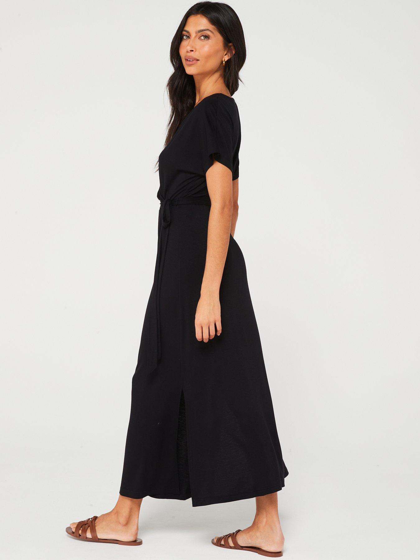  image of everyday-jersey-wrap-beachnbspmidi-dress-black