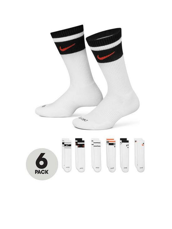 front image of nike-older-unisex-everyday-plus-crew-socks-6-pair-white