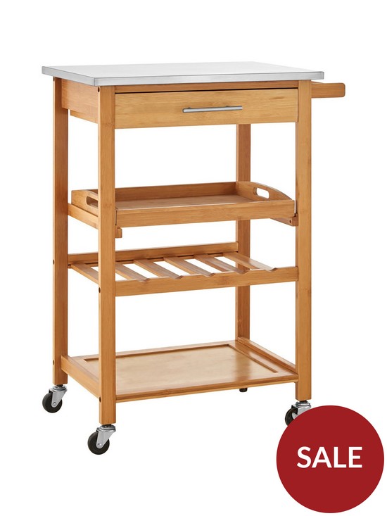 stillFront image of premier-housewares-bamboo-small-kitchen-trolley