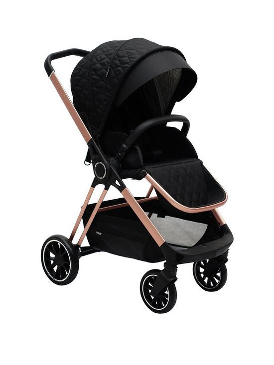 stillFront image of my-babiie-billie-faiers-rose-gold-black-quilted-travel-system