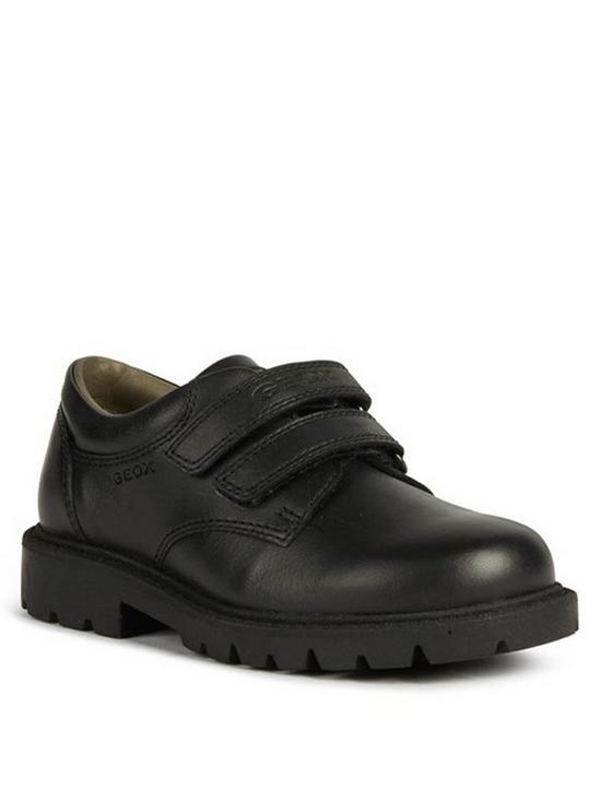 front image of geox-shaylax-boys-velcro-double-strap-school-shoe-black
