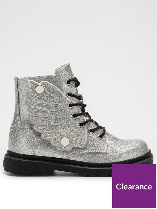 front image of lelli-kelly-angel-wings-glitter-ankle-boots-silvernbsp