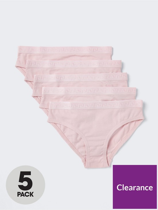 front image of river-island-girls-5-pack-waistband-briefs-pink