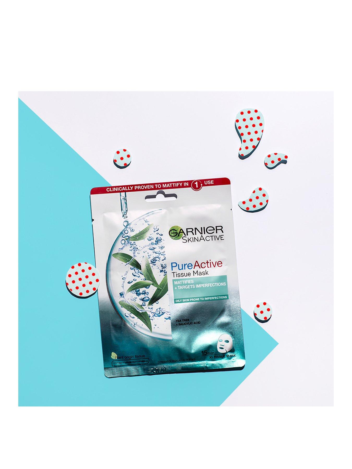 Garnier Pure Active Tea Tree & Salicylic Acid Sheet Mask, Pack of 5