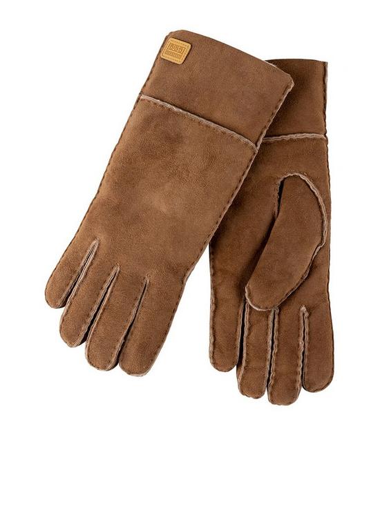 front image of just-sheepskin-charlotte-gloves-tan