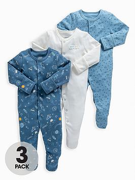mamas-papas-baby-boys-3-pack-space-sleepsuits-blue