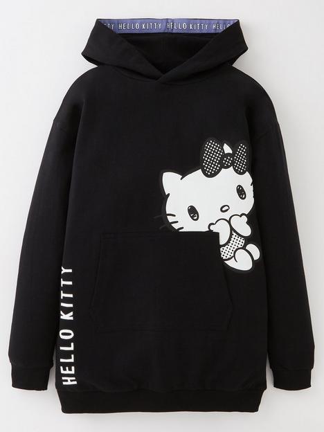 hello-kitty-girls-hello-kitty-longline-hoodie-black